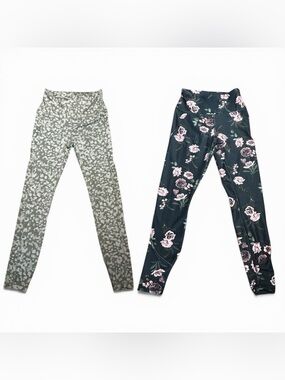 Leggings Bundle Small Floral Green Workout Yoga Pants Activewear
